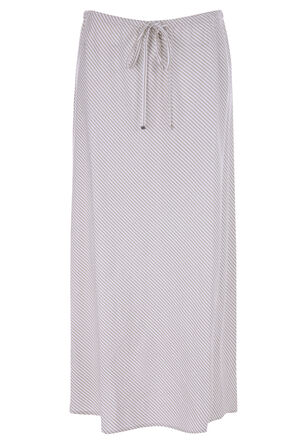 Womens Stone Stripe Linen Midi Skirt