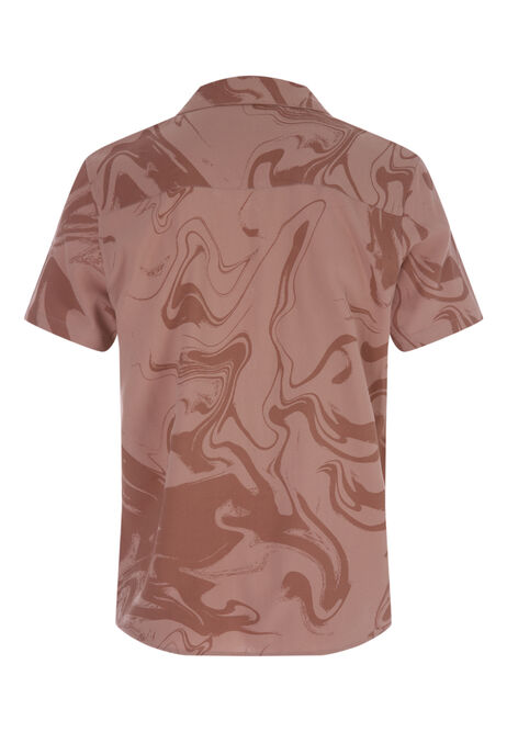 Mens Brown Swirl Print Shirt 