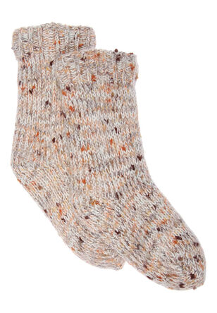 Womens Brown Yarn Texture Slipper Sock