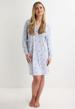 Womens Grey Star Leopard Print Soft Touch Nightshirt