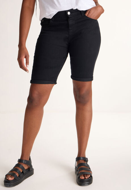Womens Black Denim Cycle Shorts