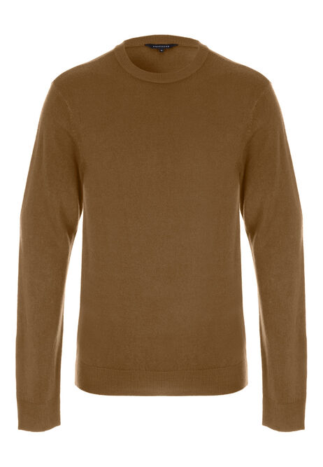 Mens Tan Soft Touch Crew Neck Knit