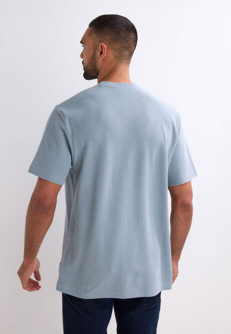 Mens Light Blue Heavy Textured Sleeve T-Shirt