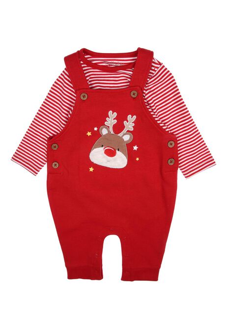 Baby Boy Red Rudolph The Reindeer Dungaree Set