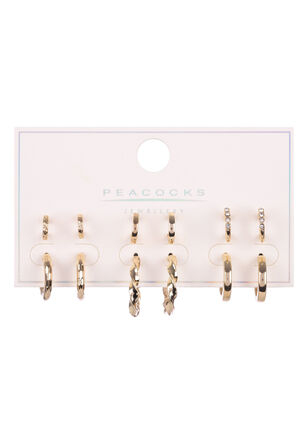 Womens 6pk Gold Mini Hoop Earrings
