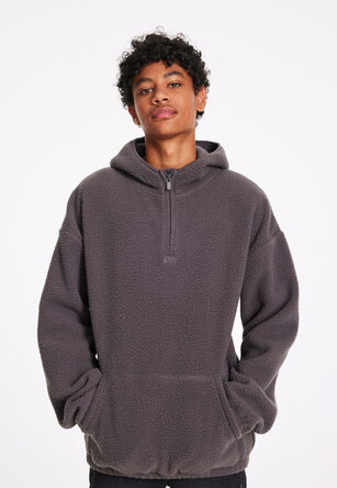 Older Boys Charcoal Fleece Borg Hoody