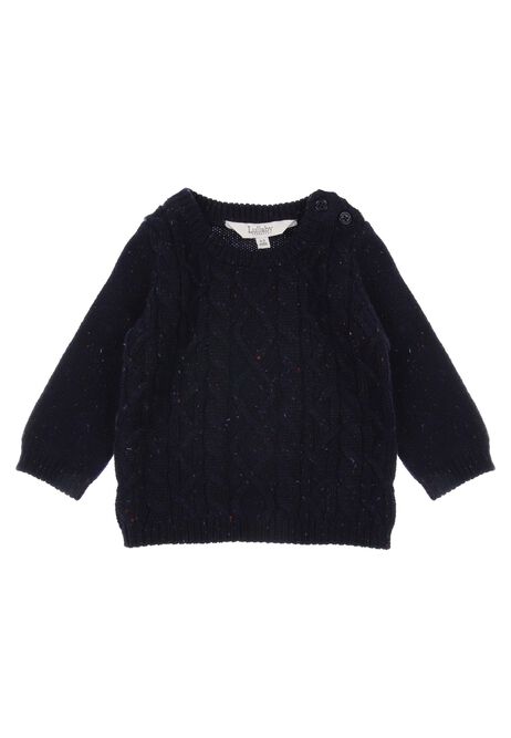 Baby Boy Navy Speckled Cable Knit Jumper