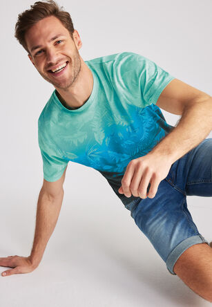 Mens Blue Faded Floral T-shirt
