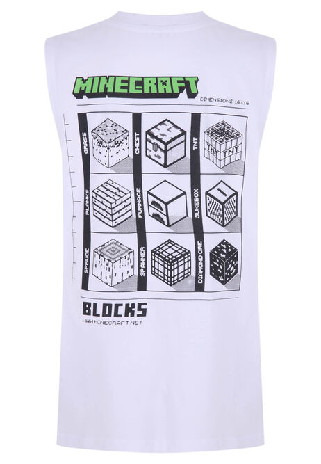 Older Boy White Minecraft Vest