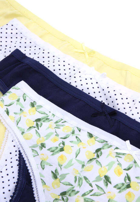 Womens 4pk Lemon Spot Print Thongs