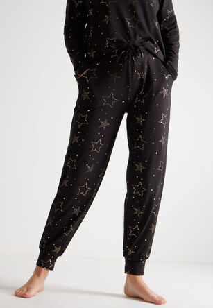 Womens Black Star Soft Touch Bottoms