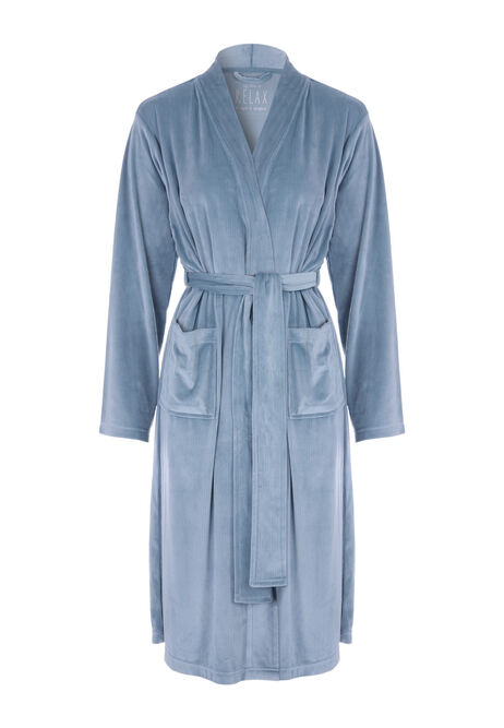 Womens Teal Velour Dressing Gown 