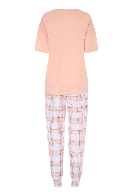 Womens Peach Brunch Jersey Pyjamas Set