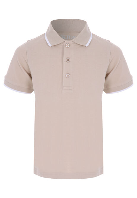 Younger Boys Stone Pique Polo Shirt