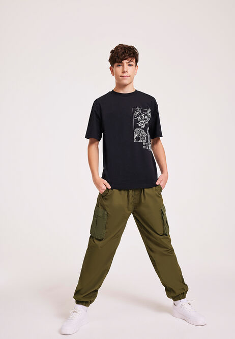 Older Boy Black Abstract Printed T-Shirt