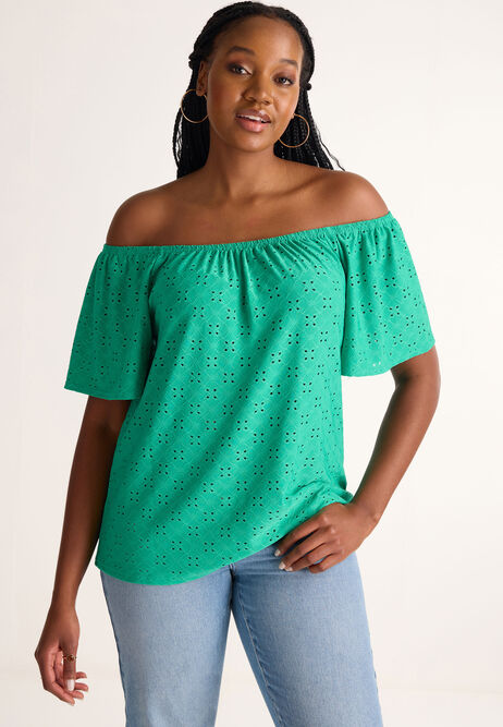 Womens Green Crochet Gypsy Top
