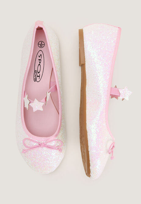 Girls Pink Glitter Ballet Pumps