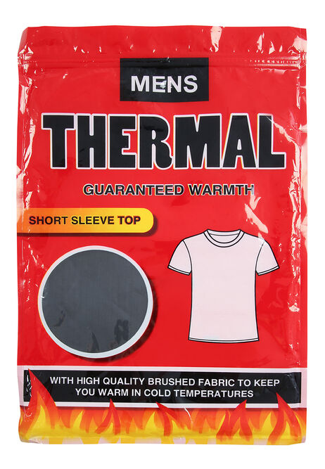 Mens Plain Black Thermal Short Sleeve Top
