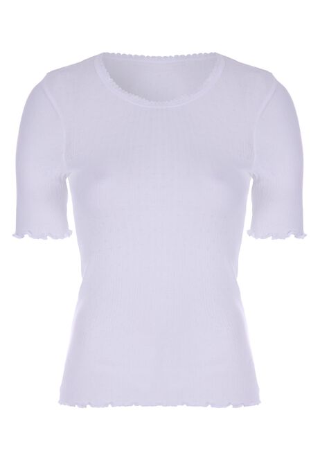Womens Plain White Thermal Short Sleeve Top