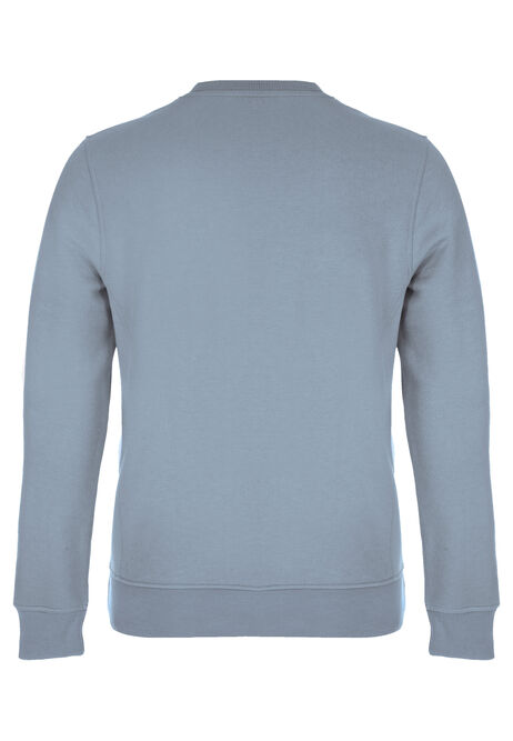Mens Blue Embroidered Crew Sweatshirt 