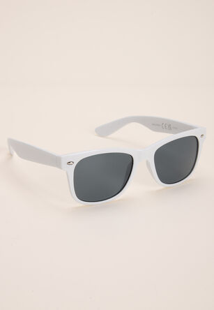 Girls White Plain Retro Sunglasses