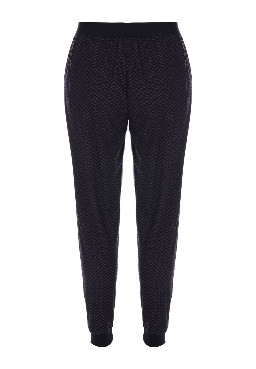 Mens Black Striped Fleece Lined Pyjama Bottoms