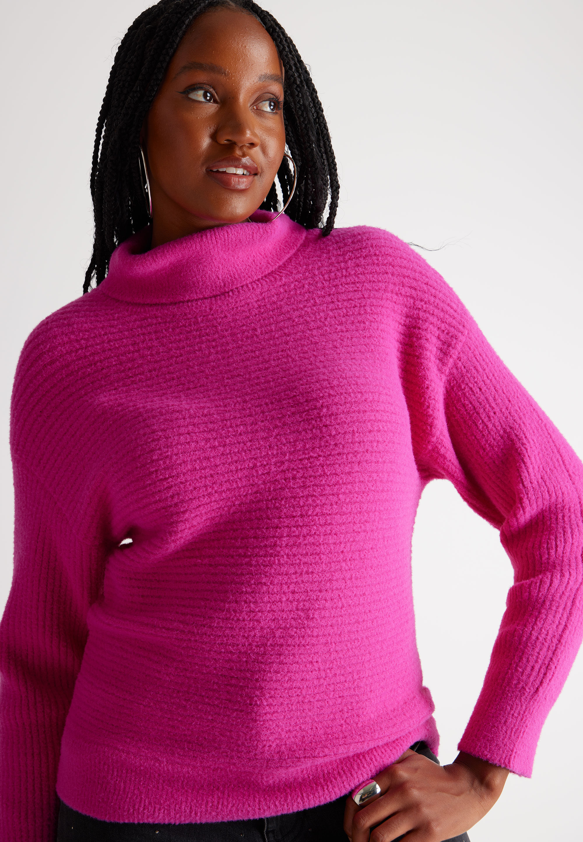 Pale pink polo neck jumper outlet