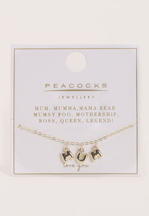 Womens Gold Mum Letter Pendant Bracelet