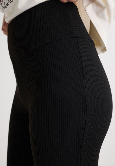 Older Girls Black Ribbed Skinny Leggings