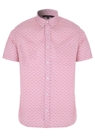 Mens Pink Printed Short Sleeve Shirt