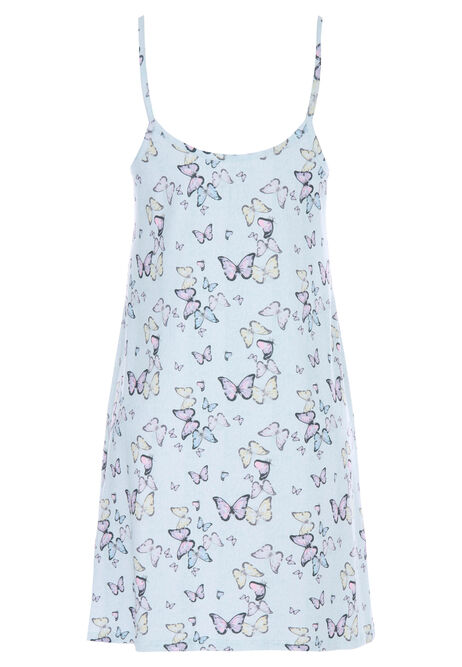 Womens Mint Soft Touch Butterfly Print Chemise Nightdress