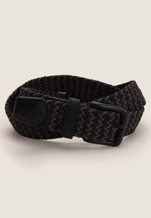 Mens Black Knitted Stretch Belt
