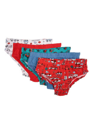 Younger Boys 5pk Red Car Print Briefs
