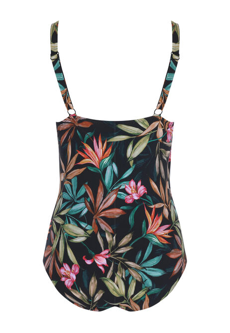 Womens Khaki Tropical Print Swimsuit

