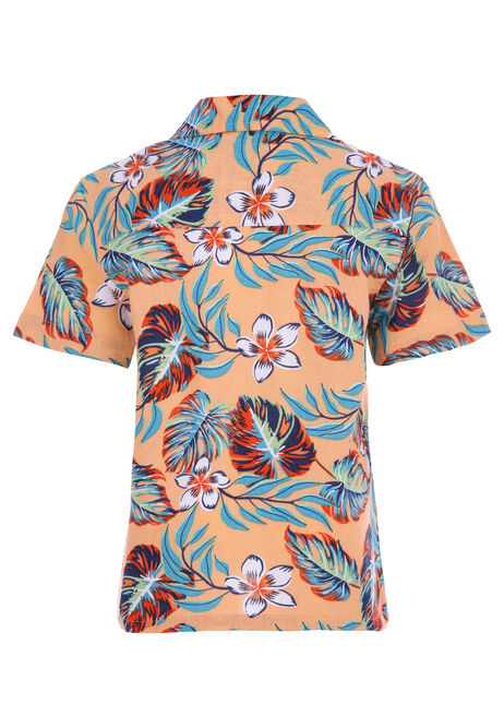 Younger Boys Orange Tropical Print Shirt