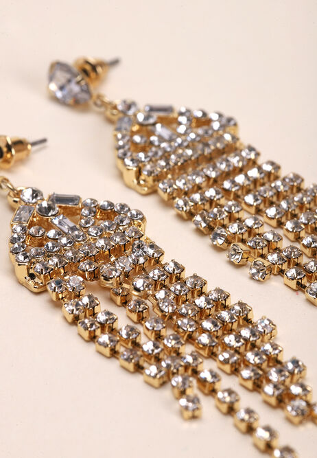 Womens Gold Tiered Chandelier Drop Earrings