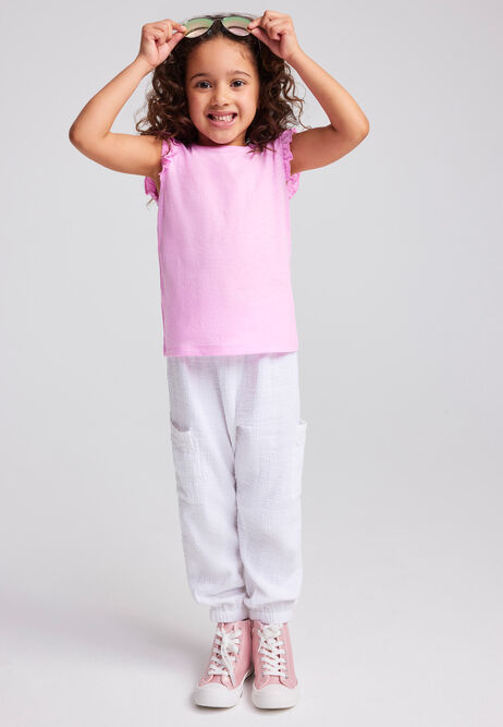 Younger Girls 2pk Pink & White Vests
