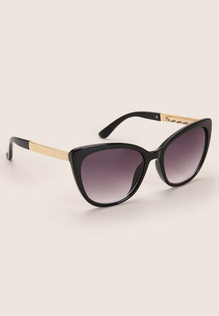 Womens Black and Gold Cats Eye Sunglasses