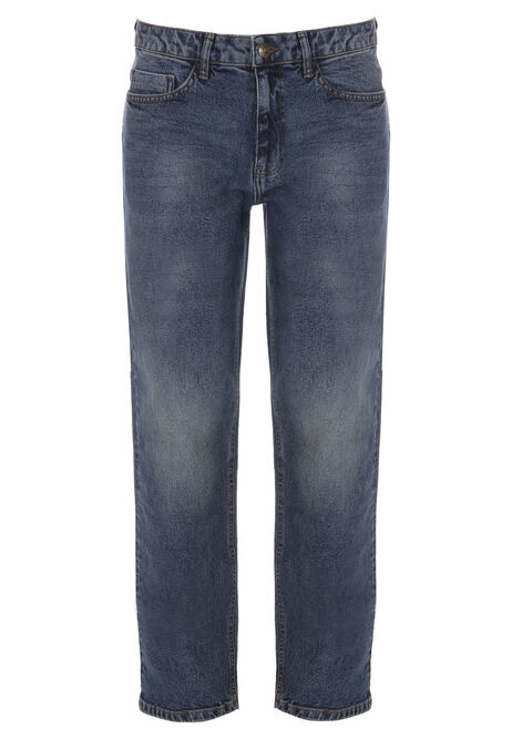 Mens Mid Blue Loose Fit Jeans 