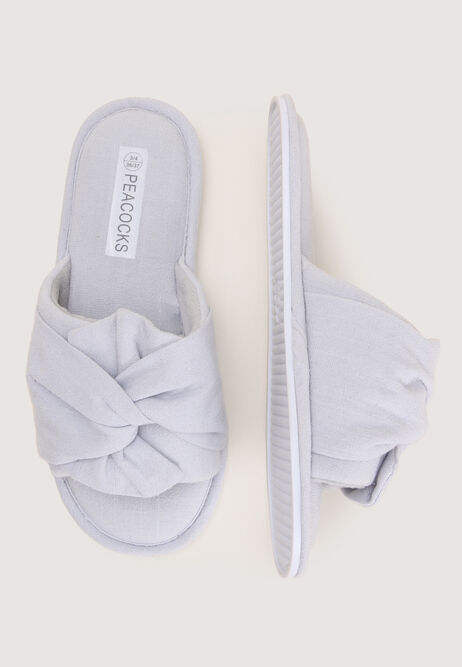 Womens Grey Knot Mule Slippers