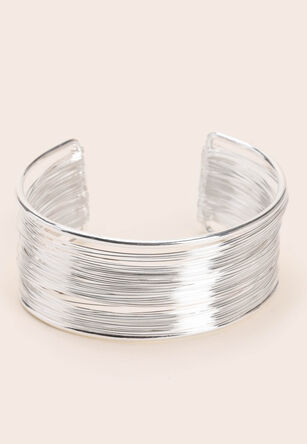 Womens Silver Multi Strand Cuff Bracelet