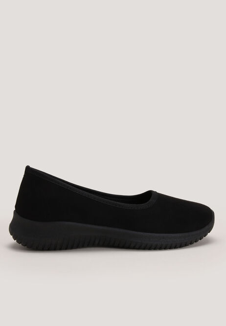 Womens Plain Black Slip On Trainers