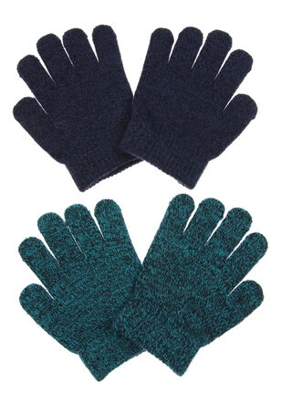 Younger Boys 2pk Blue Marl Magic Gloves