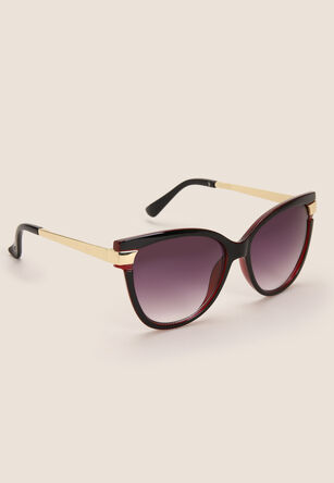 Womens Brown & Gold Cats Eye Sunglasses