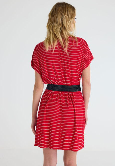Womens Red Stripe T-shirt Mini Dress