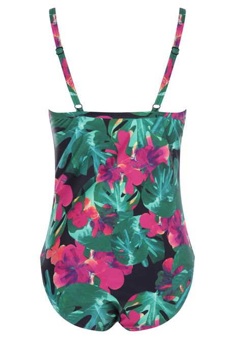Womens Pink Floral Print Swimsuit