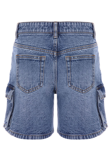 Older Girls Blue Denim Cargo Shorts