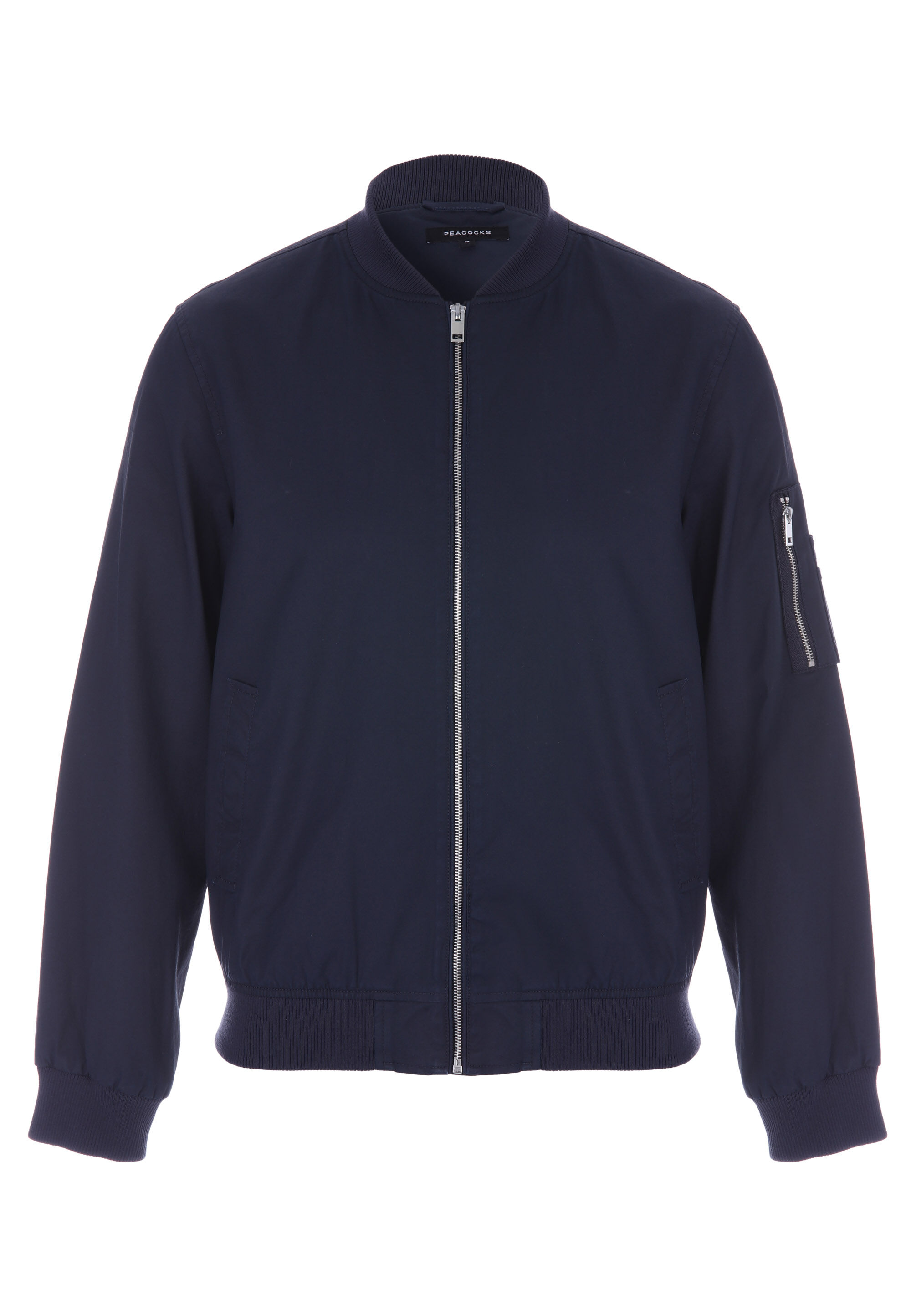 Mens Plain Navy Jacket Bomber Peacocks