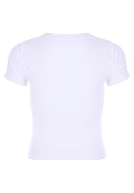 Older Girls White & Mint Butterfly Embroidery T-Shirt
