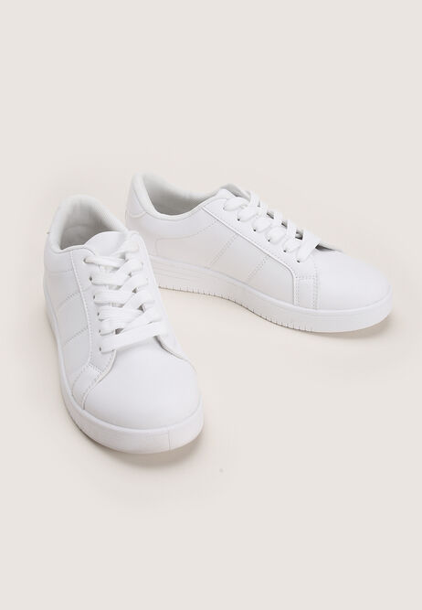 Womens White Casual Lace-Up Trainers

